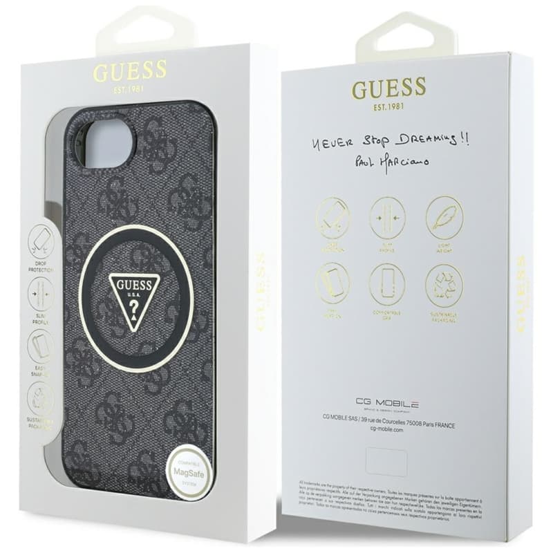 Guess IML Metal Glitter 4G Circle Triangle MagSafe - Case for iPhone 16e (black) 8