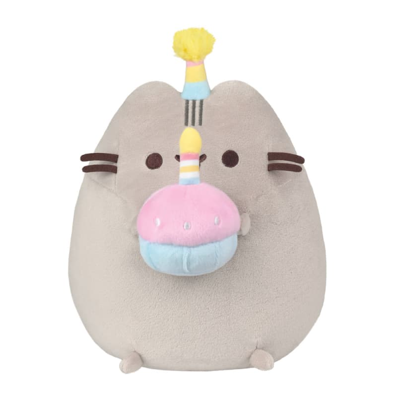 Pusheen - Plush stuffed animal with a birthday hat and a 24 cm cake 2