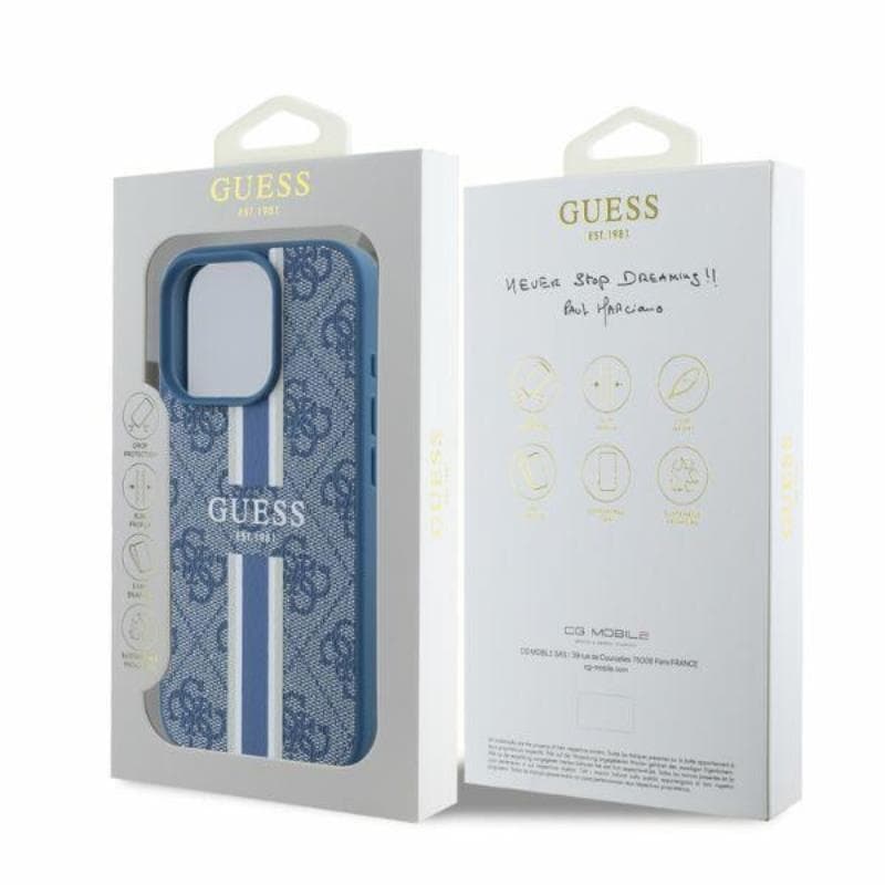 Guess 4G Printed Stripes MagSafe - Case iPhone 16 Pro Max (blue) 5