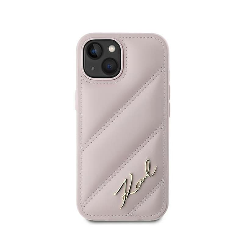 Karl Lagerfeld Diagonal Quilted Script - Case for iPhone 15 / 14 / 13 (Pink) 3