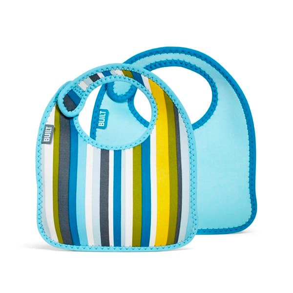 BUILT Mess Mate Set of 2 baby bib (Baby Blue Stripe) 1