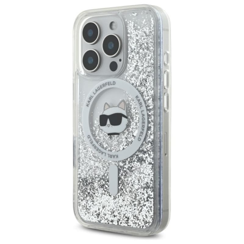 Karl Lagerfeld Liquid Glitter Choupette Head MagSafe - Case for iPhone 16 Pro (transparent) 2