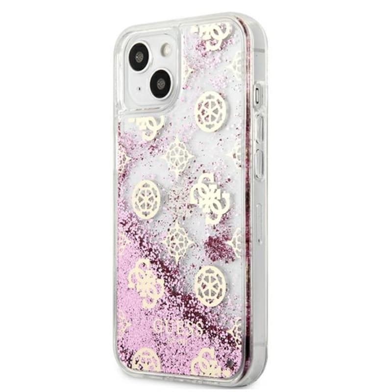 Guess Peony Liquid Glitter - Case for iPhone 13 mini (Pink) 2
