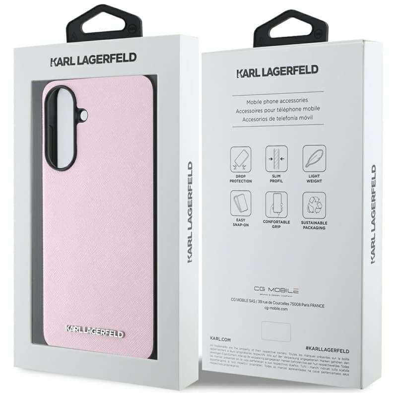 Karl Lagerfeld Saffiano Metal Logo - Case for Samsung Galaxy A56 5G (pink) 7