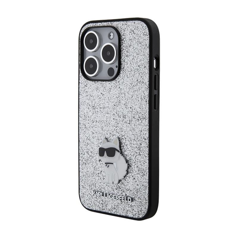 Karl Lagerfeld Fixed Glitter Choupette Logo Metal Pin - Case iPhone 15 Pro Max (silver) 2