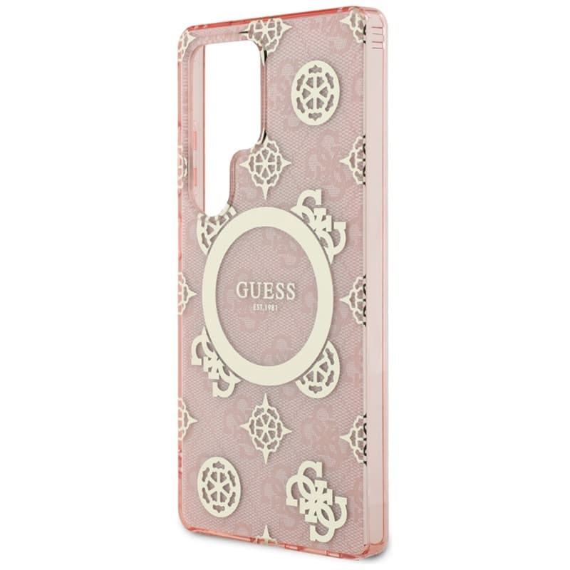 Guess 4G Background Gold Electroplated Peony Pattern MagSafe - Case for Samsung Galaxy S25 Ultra (pink) 6