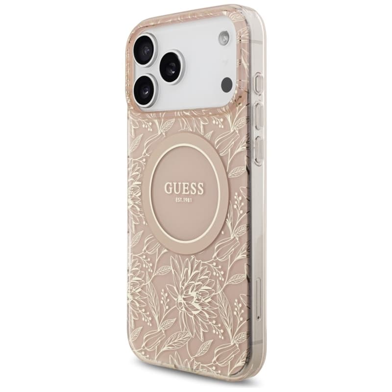 Guess IML Flowers Electro Pearl Strap MagSafe - Case iPhone 17 Pro Max (pink) 3