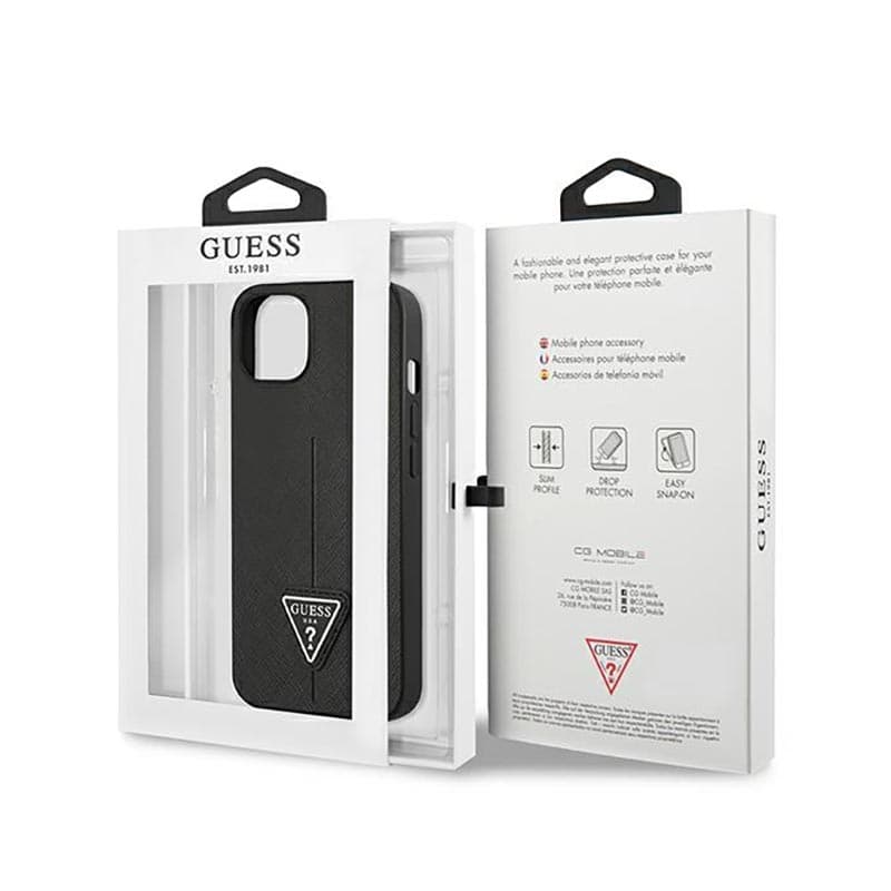 Guess Saffiano Triangle Logo Case - Case for iPhone 14 Plus (Black) 8