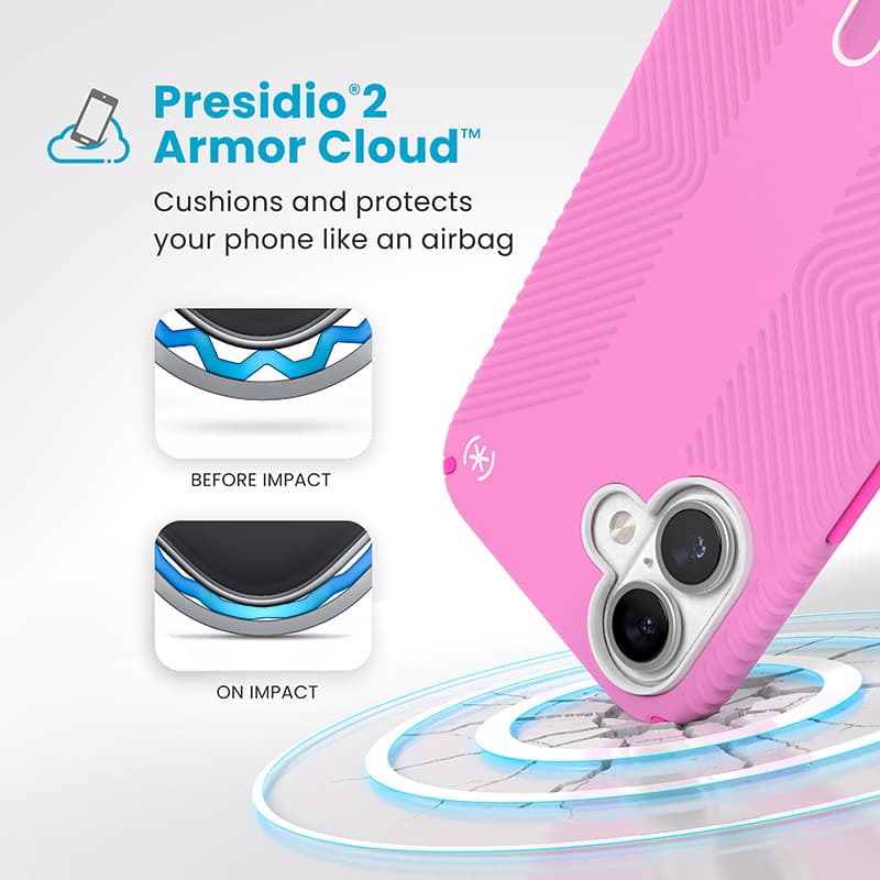 Speck Presidio2 Grip ClickLock & MagSafe - iPhone 16 Plus Case (True Pink / Shocking Pink / White) 4