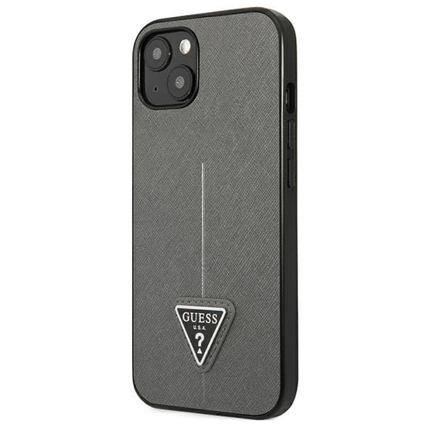 Guess Saffiano Triangle Logo Case - Cover for iPhone 13 mini (Silver) 2