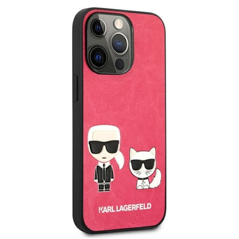 Karl Lagerfeld PU Leather Karl & Choupette Embossed - Case for iPhone 13 Pro (Fuchsia) 4
