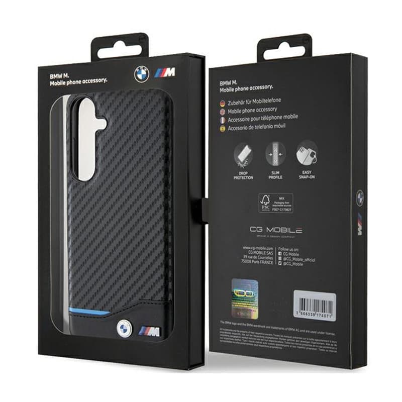 BMW Leather Carbon Blue Line - Case for Samsung Galaxy S24+ (black) 8