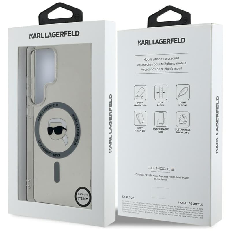 Karl Lagerfeld Button Karl Head Printed Logo MagSafe - Case for Samsung Galaxy S25 Ultra (Black) 8