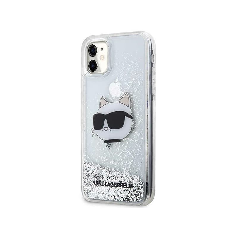 Karl Lagerfeld Liquid Glitter NFT Choupette Head - Case for iPhone 11 (silver) 2