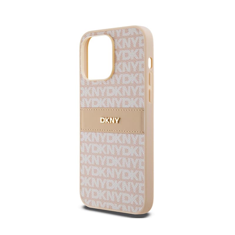 DKNY Leather Mono Stripe & Metal Logo - Case for iPhone 14 Pro Max (pink) 6