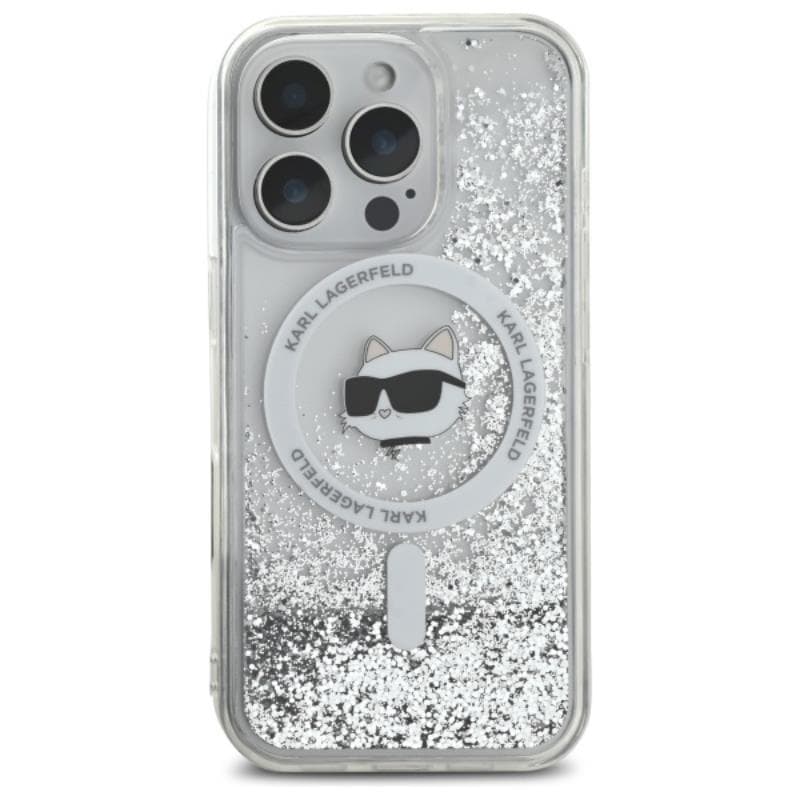 Karl Lagerfeld Liquid Glitter Choupette Head MagSafe - Case for iPhone 16 Pro (transparent) 3