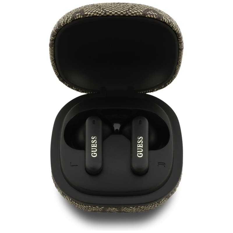 Guess 4G Classic Metal Logo - Bluetooth TWS ENC sluchátka + nabíjecí pouzdro (Hnědá) 3
