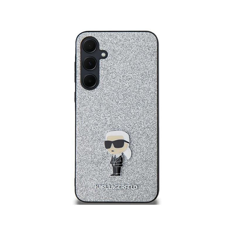 Karl Lagerfeld Fixed Glitter Ikonik Logo Metal Pin - Samsung Galaxy A35 5G Case (Silver) 3