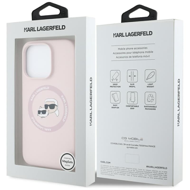 Karl Lagerfeld Silicone Double Heads And Circle MagSafe - Case for iPhone 16 Pro Max (pink) 8
