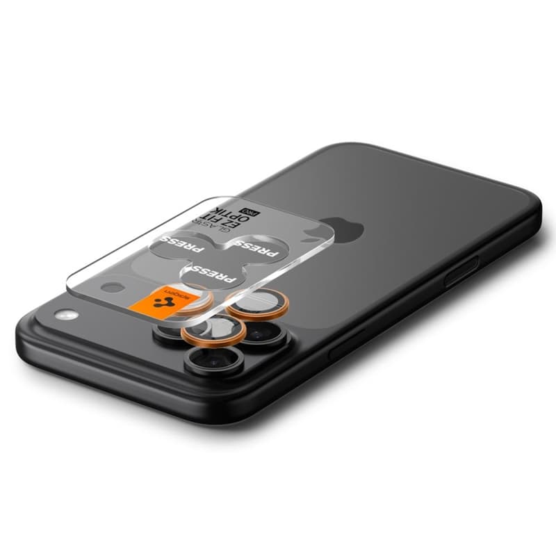 Spigen Optik Pro GLAS.TR EZ Fit Camera Protector 2-Pack - Glass Lens Protector for iPhone 16 Pro / 16 Pro Max / 17 Pro / 17 Pro Max (2 pcs) (Orange) 5