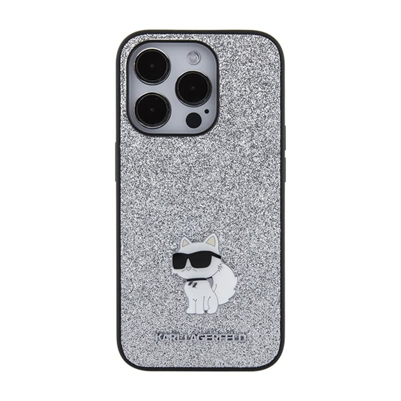 Karl Lagerfeld Fixed Glitter Choupette Logo Metal Pin - Case iPhone 15 Pro Max (silver) 3