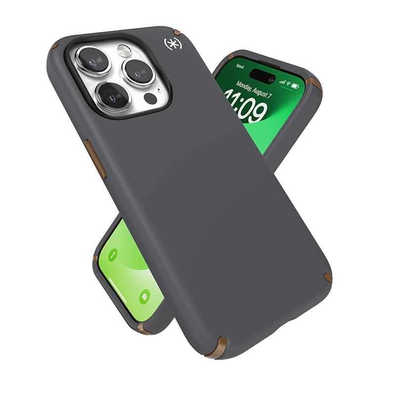 Speck Presidio2 Pro Magsafe - iPhone 15 Pro Case (Charcoal Gray / Cool Bronze / White) 8