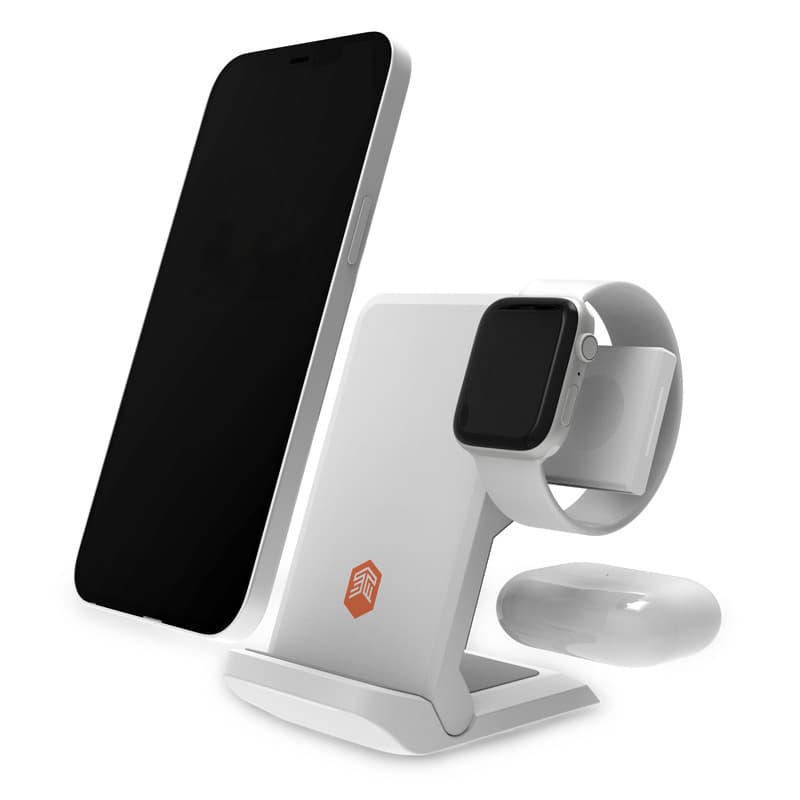 STM ChargeTree Go 3-in-1 Charging Station for Phone, AirPods, Apple Watch - White