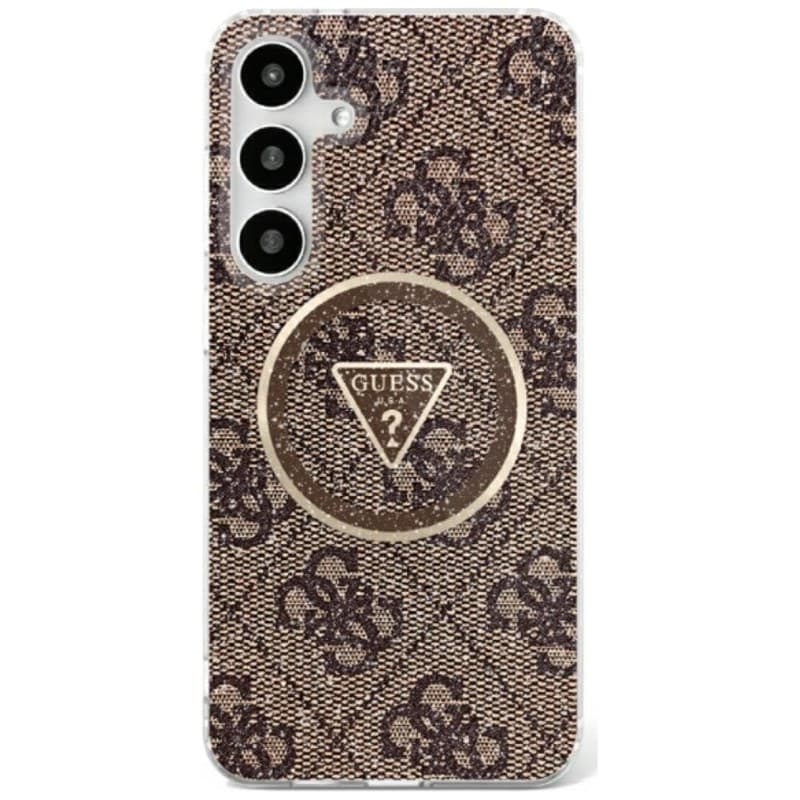 Guess 4G Glitter Triangle Buttons MagSafe - Case for Samsung Galaxy S25 (brown) 1