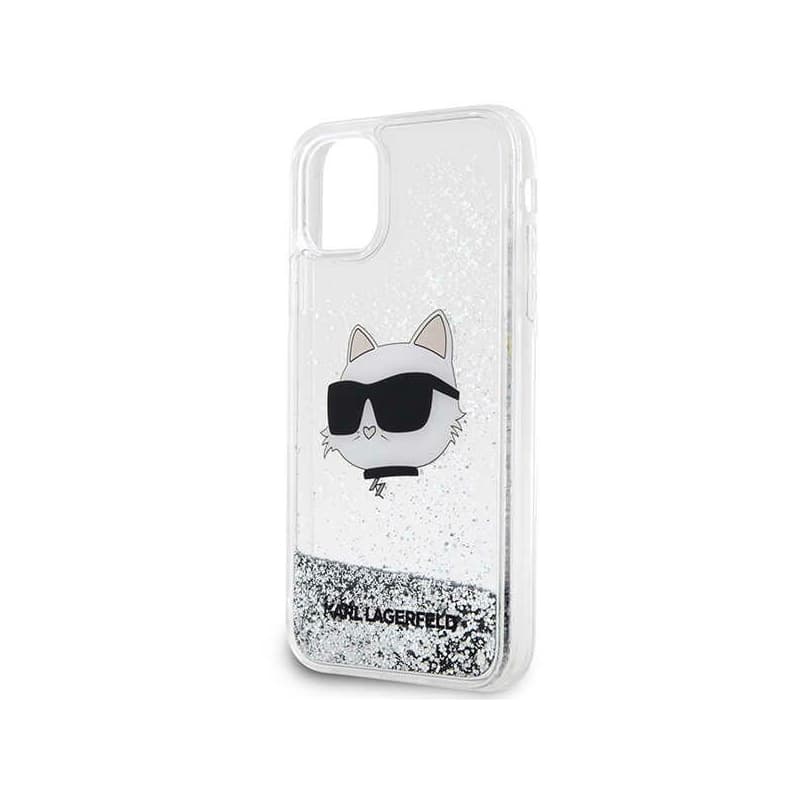 Karl Lagerfeld Liquid Glitter NFT Choupette Head - Case for iPhone 11 (silver) 3