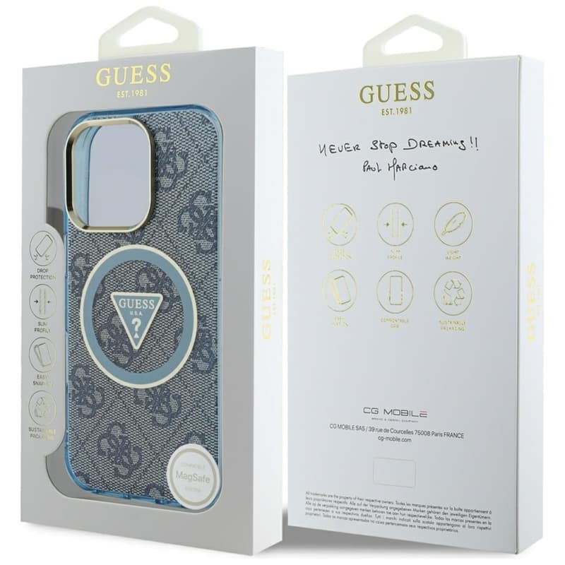 Guess IML Metal Glitter 4G Circle Triangle MagSafe - Case for iPhone 16 Pro Max (blue) 8