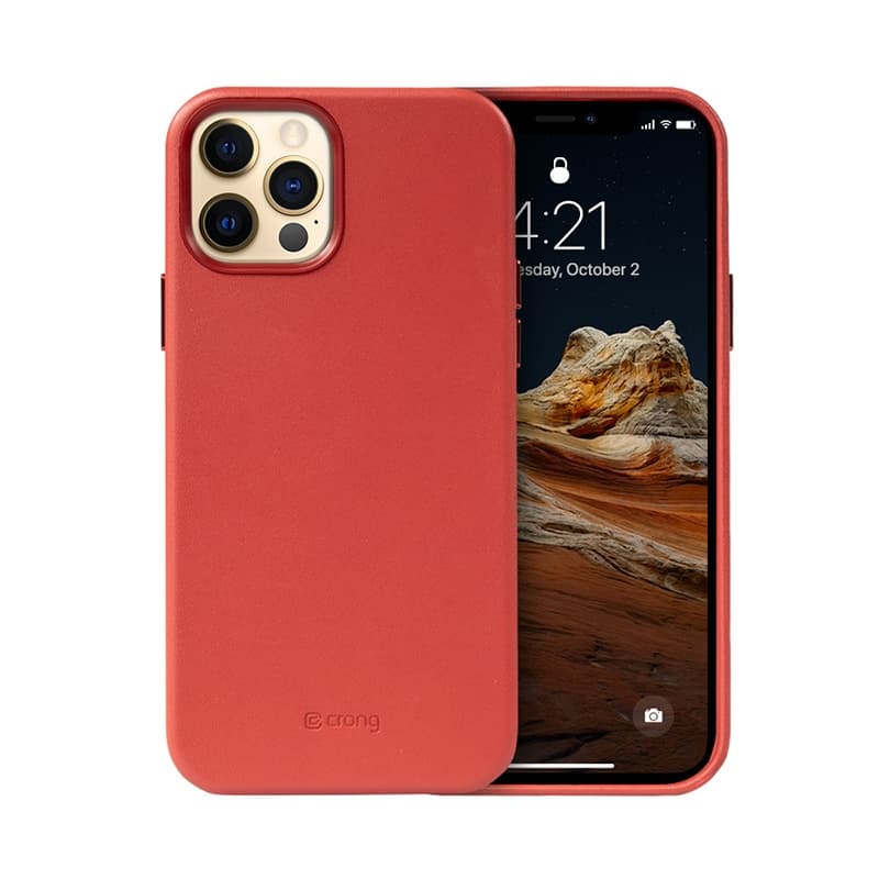 Crong Essential Cover - iPhone 12 Pro Max Faux Leather Case (Red) 1