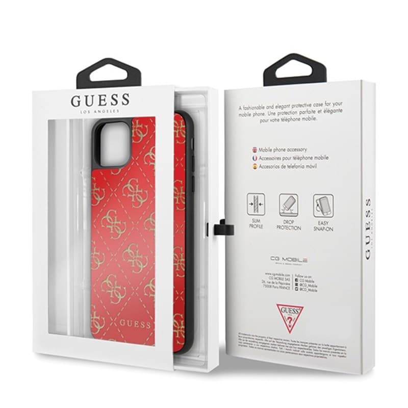 Guess Double Layer Glitter Case Peony G - Case for iPhone 11 Pro Max (Red) 7