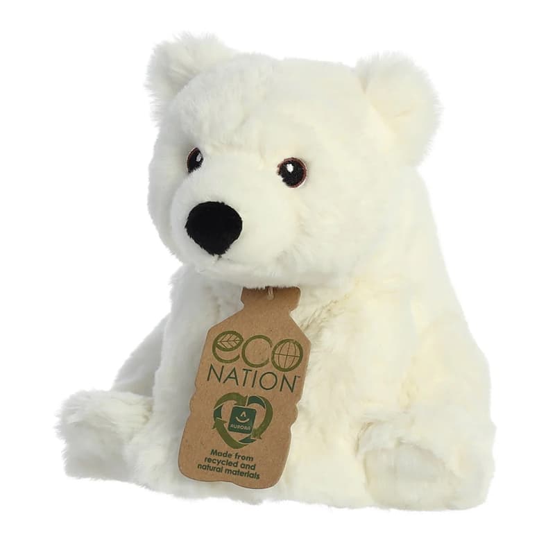 Eco Nation – Plush Toy / Cuddly Sitting Polar Bear 19 cm Eco-Friendly 3
