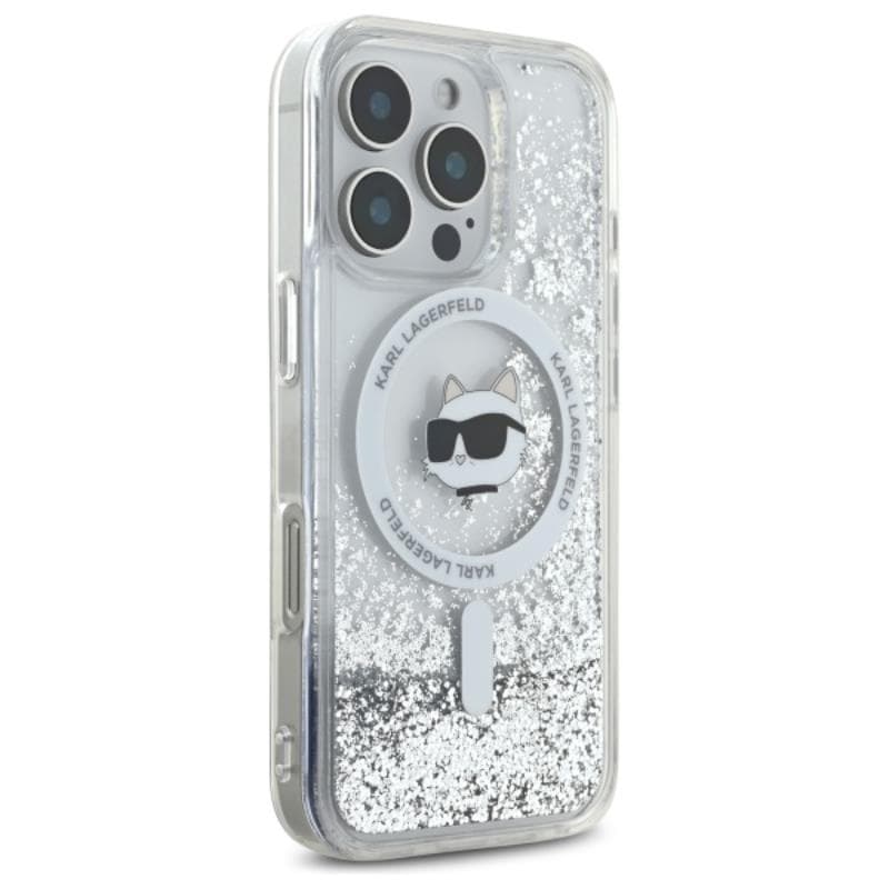 Karl Lagerfeld Liquid Glitter Choupette Head MagSafe - Case for iPhone 16 Pro (transparent) 4