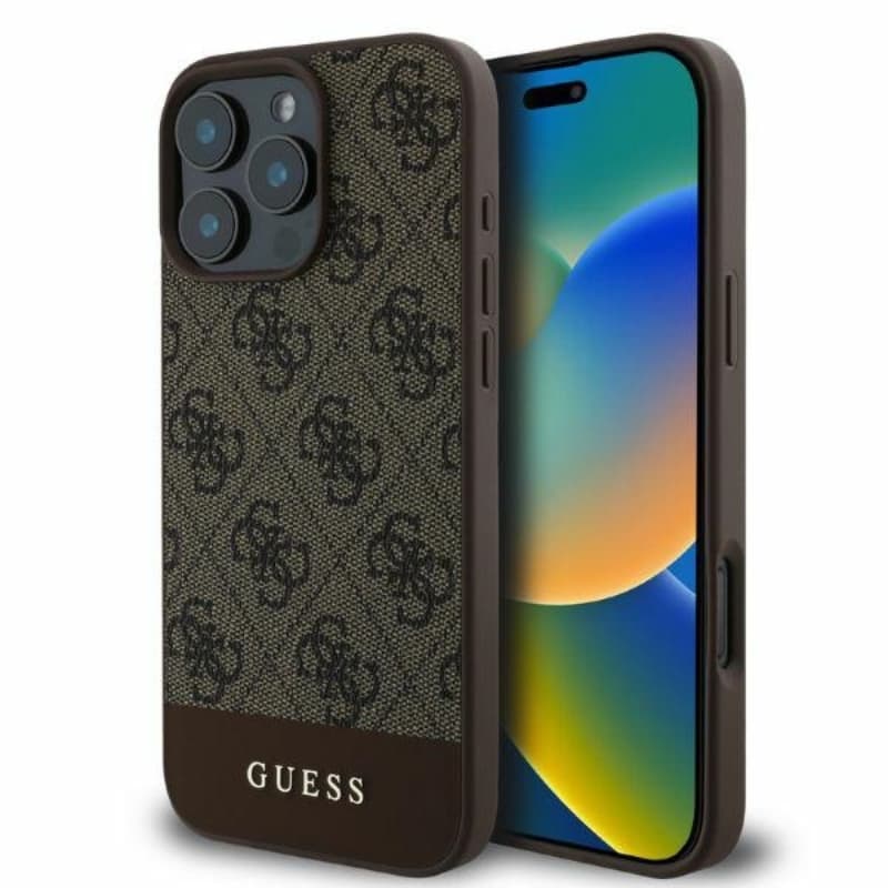 Guess 4G Bottom Stripe - Case for iPhone 16 Pro (brown)