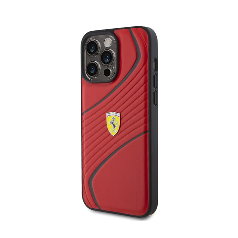 Ferrari Twist Metal Logo - Case for iPhone 15 Pro Max (Red) 2