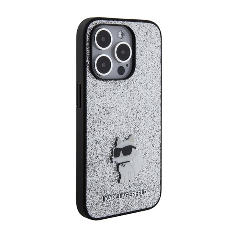 Karl Lagerfeld Fixed Glitter Choupette Logo Metal Pin - Case iPhone 15 Pro Max (silver) 4