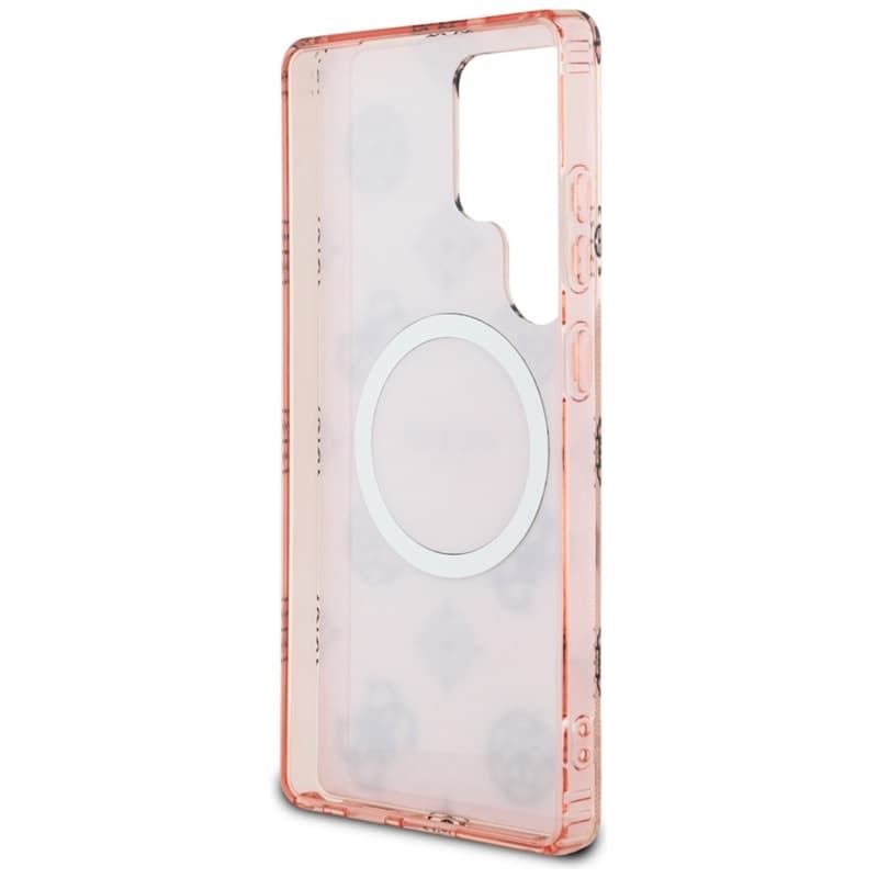 Guess 4G Background Gold Electroplated Peony Pattern MagSafe - Case for Samsung Galaxy S25 Ultra (pink) 7