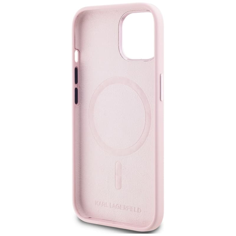 Karl Lagerfeld Silicone Shadow Metal Initial MagSafe - Case for iPhone 15 (pink) 7