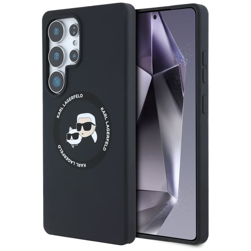 Karl Lagerfeld Silicone Double Heads And Circle MagSafe - Case for Samsung Galaxy S25 Ultra (Black)
