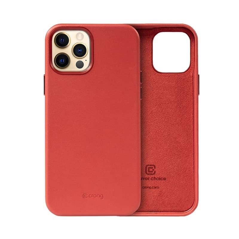 Crong Essential Cover - iPhone 12 Pro Max Faux Leather Case (Red) 2
