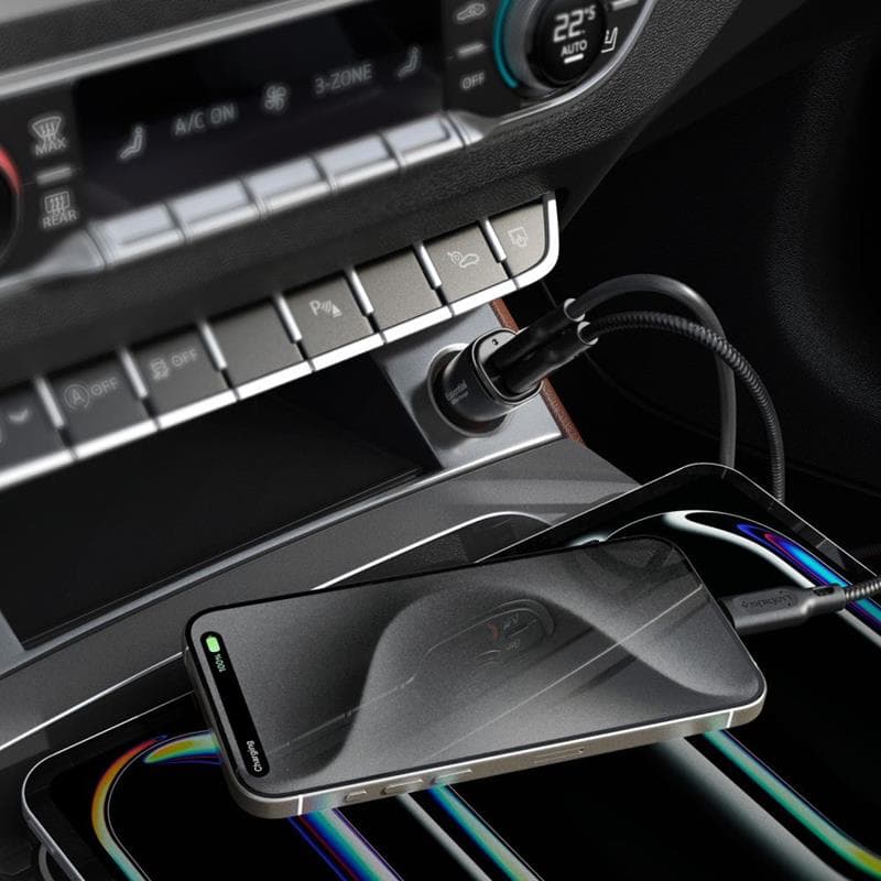 Spigen ArcStation Essential EV502 - Car Charger 2x USB-C PD + QC3.0 50W (Black) 4