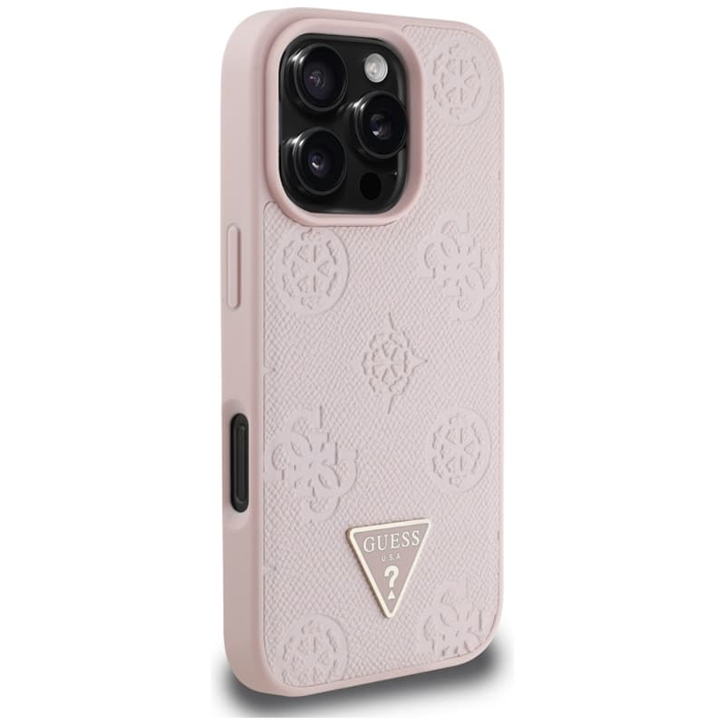 Guess Grained Hot Stamp Peony Triangle Logo MagSafe - Case for iPhone 16 Pro (pink) 4