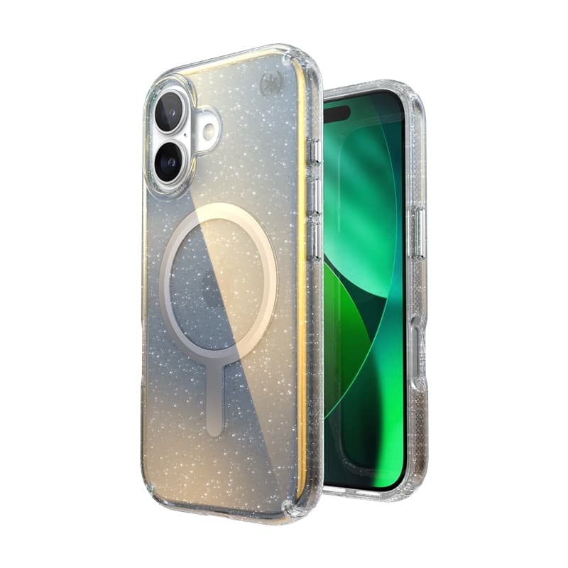 Speck Presidio Lux MagSafe - iPhone 17 Case (Hyper Mirror Glitter / Silver Metallic)