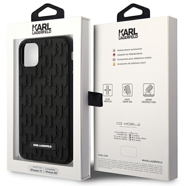 Karl Lagerfeld Monogram 3D Pattern - Case for iPhone 11 (Black) 8