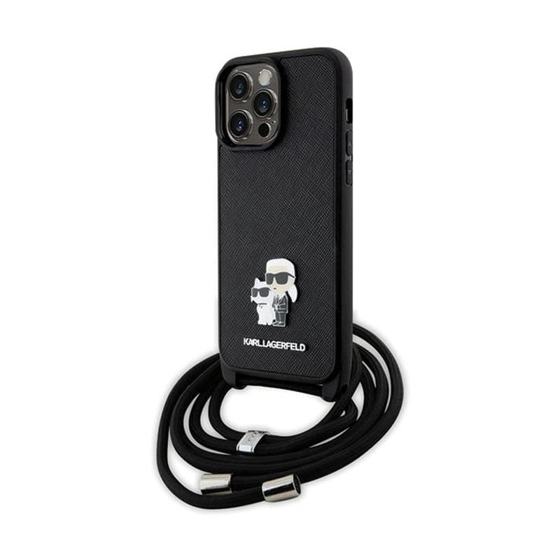 Karl Lagerfeld Crossbody Saffiano Metal Pin Karl & Choupette - iPhone 14 Pro Max Case (Black) 1