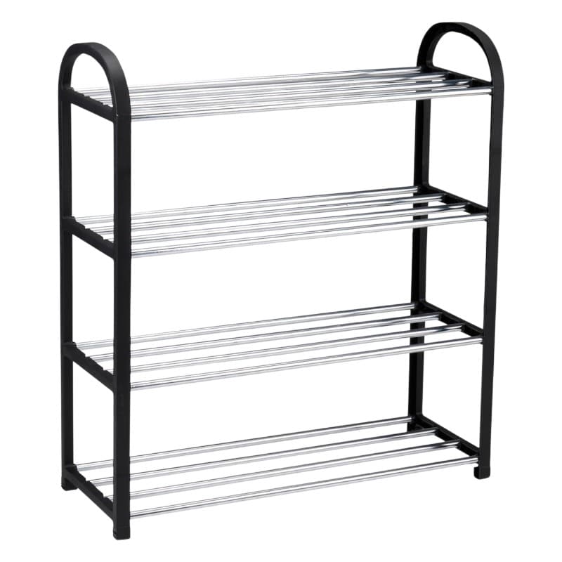 Alpina - Shoe Rack / Shelf / Stand 4-Tier 50x18.5x57 cm (Silver / Black) 1