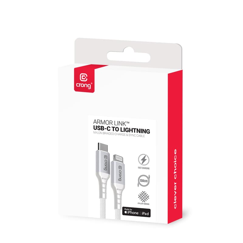 Crong Armor Link - USB-C Lightning Fast Charging MFi Cable 150cm (white) 5