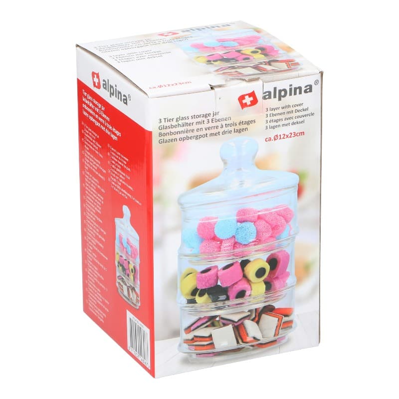 Alpina - Glass container / jar for sweets, 3 levels, 12x23 cm 7