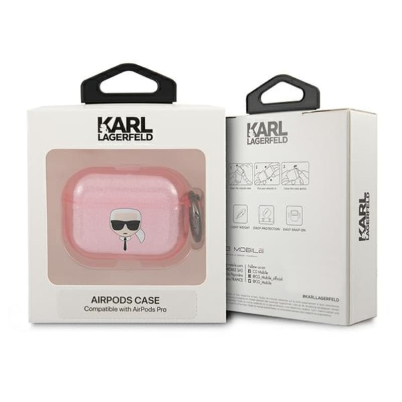 Karl Lagerfeld Karl Head Glitter - Case for Airpods Pro (Pink) 3